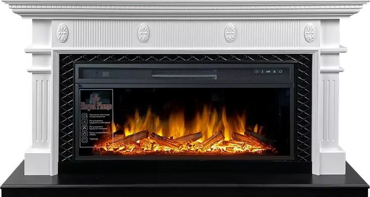 Электрокамин Royal Flame Carlyle - Белый с очагом Vision 42 LOG LED