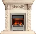 Электрокамин Dimplex Luxemburg (каменный) - Сланец/Cлоновая кость с патиной с очагом Chesford 1