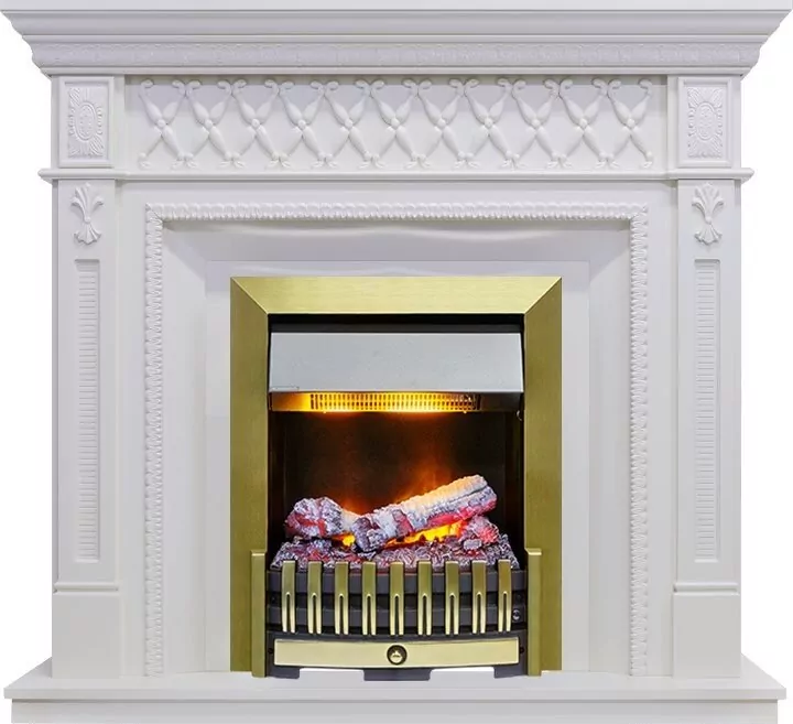 Электрокамин Dimplex Alexandria - Белый дуб с очагом Danville Antique Brass FB2