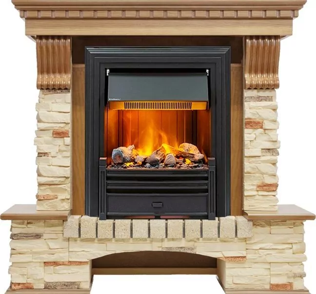 Электрокамин Dimplex Pierre Luxe - Дуб / Сланец с очагом Brookline Black