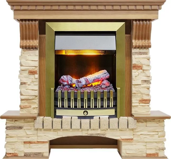 Электрокамин Dimplex Pierre Luxe - Дуб / Сланец с очагом Danville Antique Brass FB2