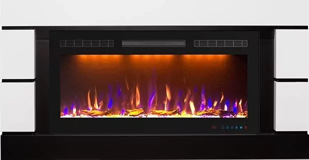 Электрокамин Royal Flame Modern - Белый с черным (Глубина 300 мм) с очагом Crystal 36 RF