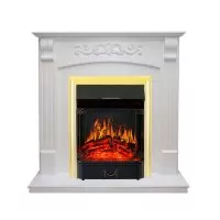 Каминокомплект Royal Flame Sorrento угловой - Белый дуб с очагом Majestic FX Brass