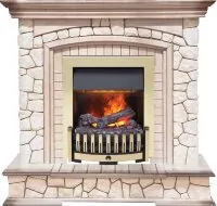 Каминокомплект Dimplex Preston - Белый/Слоновая кость с патиной с очагом Danville Brass FB2