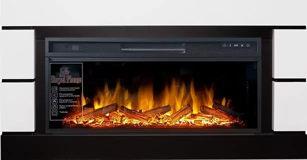 Электрокамин Royal Flame Modern - Белый с черным (Глубина 300 мм) с очагом Vision 42 LOG LED