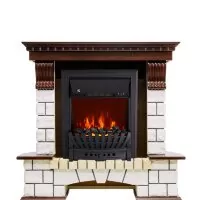 Каминокомплект Royal Flame Pierre Luxe угловой - Темный дуб / Белый с очагом Aspen Black