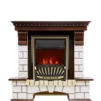Каминокомплект Royal Flame Pierre Luxe угловой - Темный дуб / Белый с очагом Aspen Gold