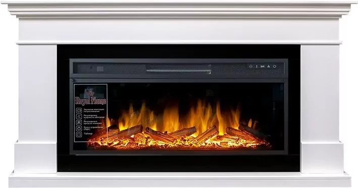 Электрокамин Royal Flame California - Белый (Высота 850 мм) с очагом Vision 42 LOG LED
