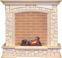 Каминокомплект Dimplex Preston - Слоновая кость с патиной / Кирпич с очагом Cassette 400 NH