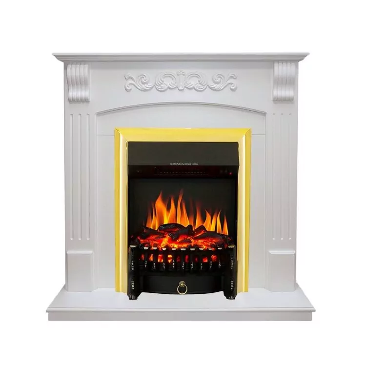 Электрокамин Royal Flame Sorrento - Белый дуб с очагом Fobos FX Brass