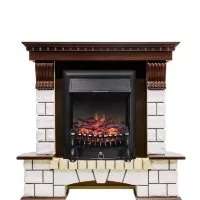 Каминокомплект Royal Flame Pierre Luxe угловой - Темный дуб / Белый с очагом Fobos FX Black