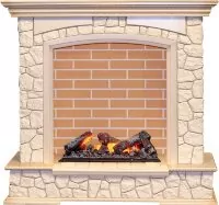 Каминокомплект Dimplex Preston - Слоновая кость с патиной / Кирпич с очагом Cassette 600 NH