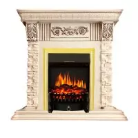 Каминокомплект Royal Flame Luxemburg (каменный) - Сланец/Cлоновая кость патина очаг Fobos FX Brass