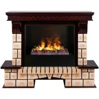 Камин электрический RealFlame Stone Brick 26 AO с очагом 3D Cassette 630 + Black вставка