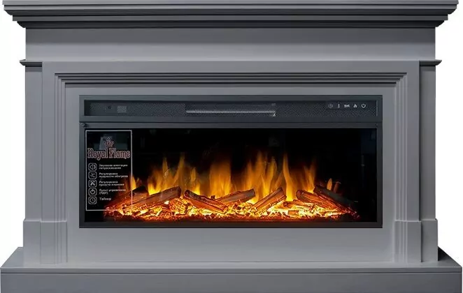 Электрокамин Royal Flame Coventry - Серый (Ширина 1400 мм) с очагом Vision 42 LOG LED