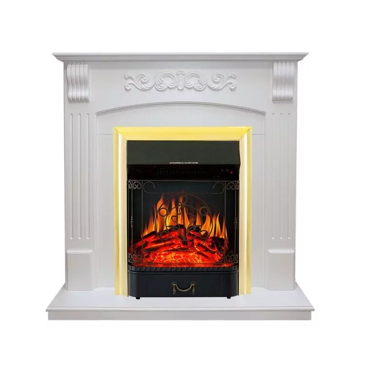Электрокамин Royal Flame Sorrento - Белый дуб с очагом Majestic FX Brass