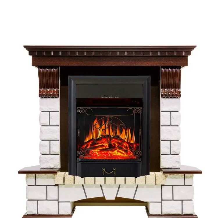 Электрокамин Royal Flame Pierre Luxe угловой - Темный дуб / Белый с очагом Majestic FX Black