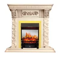 Каминокомплект Royal Flame Luxemburg (каменный) - Сланец/Cлоновая кость патина очаг Fobos FX M Brass