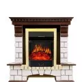 Электрокамин Royal Flame Pierre Luxe угловой - Темный дуб / Белый с очагом Majestic FX Brass 1