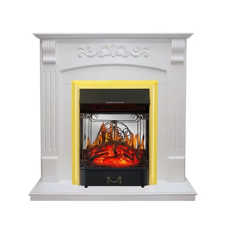 Электрокамин Royal Flame Sorrento - Белый дуб с очагом Majestic FX M Brass