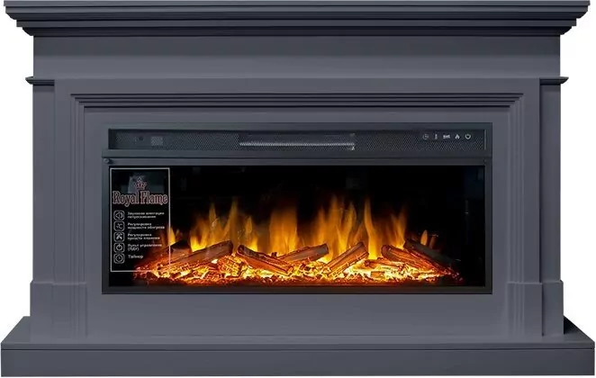 Электрокамин Royal Flame Coventry - Серый графит (Ширина 1400 мм) с очагом Vision 42 LOG LED