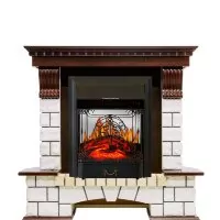 Каминокомплект Royal Flame Pierre Luxe угловой - Темный дуб / Белый с очагом Majestic FX M Black