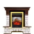 Электрокамин Royal Flame Pierre Luxe угловой - Темный дуб / Белый с очагом Majestic FX M Brass 1