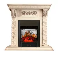 Каминокомплект Royal Flame Luxemburg (каменный) - Сланец/Cлоновая кость очаг Majestic FX M Black
