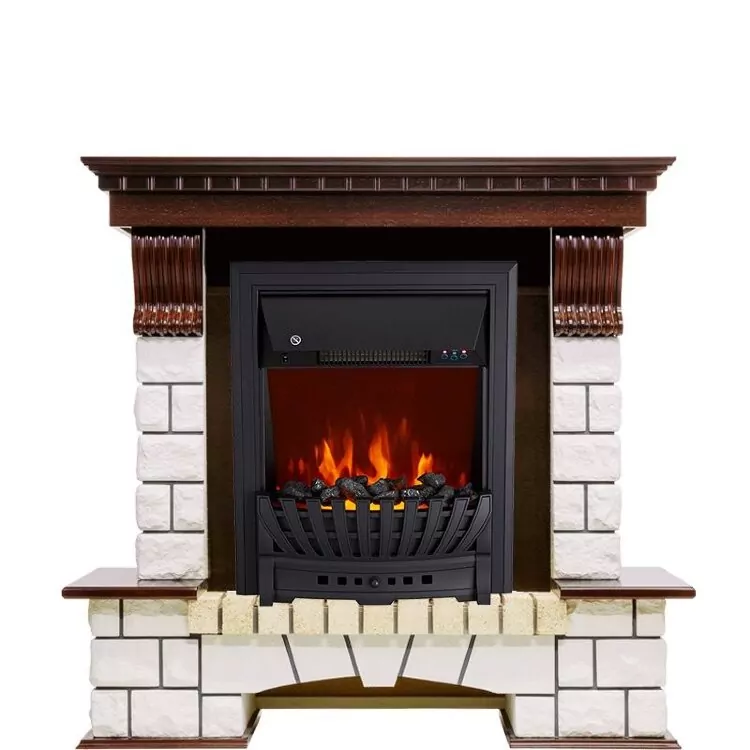 Электрокамин Royal Flame Pierre Luxe - Темный дуб / Белый с очагом Aspen Black