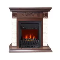 Каминокомплект Royal Flame Luxemburg (каменный) - Сланец/Темный дуб с очагом Aspen Black