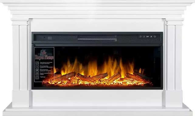 Электрокамин Royal Flame Lyon  - Белый ( Ширина 1440 мм) с очагом Vision 42 LOG LED