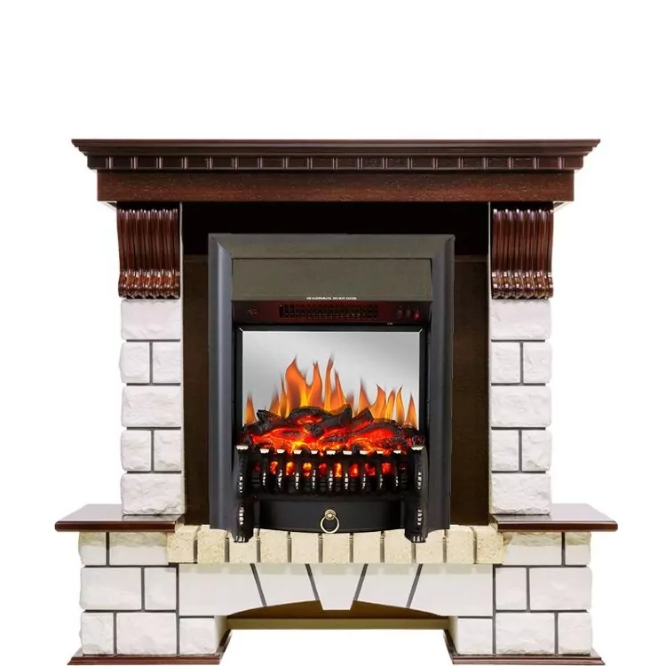 Электрокамин Royal Flame Pierre Luxe - Темный дуб / Белый с очагом Fobos FX M Black
