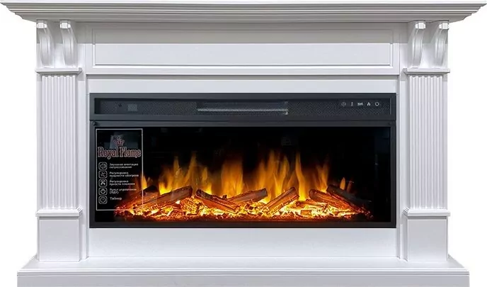 Электрокамин Royal Flame Cardiff - Белый с очагом Vision 42 LOG LED