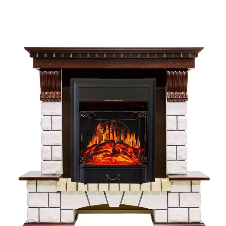 Электрокамин Royal Flame Pierre Luxe - Темный дуб / Белый с очагом Majestic FX Black