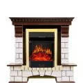 Электрокамин Royal Flame Pierre Luxe - Темный дуб / Белый с очагом Majestic FX Brass 1