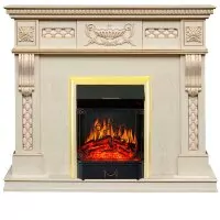 Каминокомплект Royal Flame Corsica - Слоновая кость с патиной с очагом Majestic FX Brass