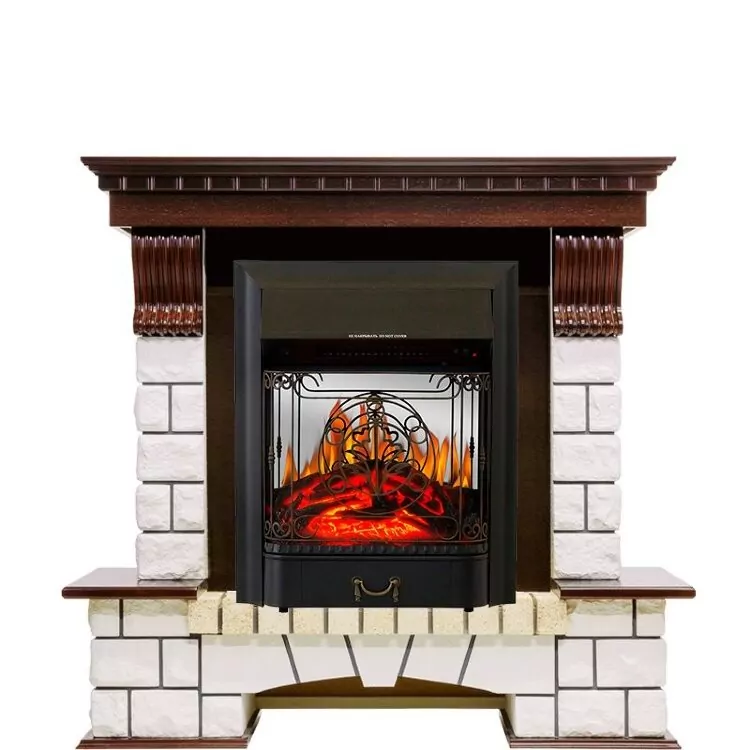 Электрокамин Royal Flame Pierre Luxe - Темный дуб / Белый с очагом Majestic FX M Black