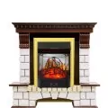Электрокамин Royal Flame Pierre Luxe - Темный дуб / Белый с очагом Majestic FX M Brass 1