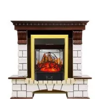 Каминокомплект Royal Flame Pierre Luxe - Темный дуб / Белый с очагом Majestic FX M Brass