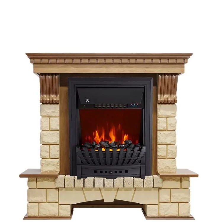 Электрокамин Royal Flame Pierre Luxe - Дуб / Шампань с очагом Aspen Black