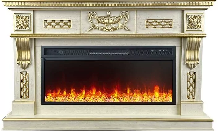 Электрокамин Royal Flame Corsica - Слоновая кость с патиной 1500 мм с очагом Vision 42 LED
