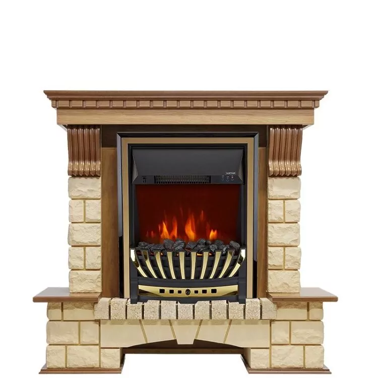 Электрокамин Royal Flame Pierre Luxe - Дуб / Шампань с очагом Aspen Gold