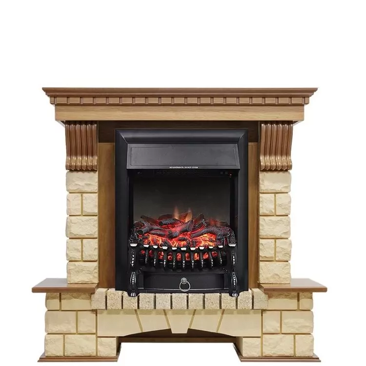 Электрокамин Royal Flame Pierre Luxe - Дуб / Шампань с очагом Fobos FX Black