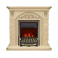 Каминокомплект Royal Flame Bern Сланец крупный бежевый / Алебастр темная патина с очагом Aspen Gold