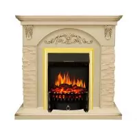 Каминокомплект Royal Flame Bern Сланец крупный бежевый / Алебастр патина с очагом Fobos FX Brass