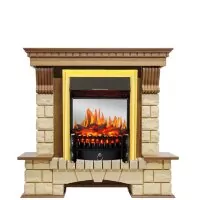 Каминокомплект Royal Flame Pierre Luxe - Дуб / Шампань с очагом Fobos FX M Brass