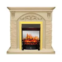Каминокомплект Royal Flame Bern Сланец крупный бежевый / Алебастр патина с очагом Fobos FX M Brass