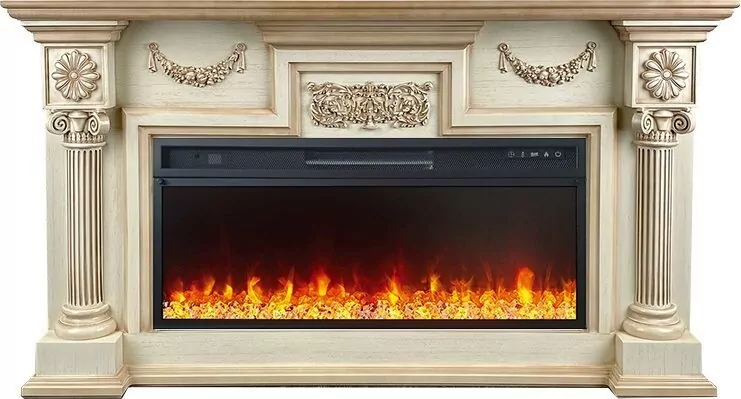 Электрокамин Royal Flame London - Слоновая кость с патиной 1490 мм  с очагом Vision 42 LED