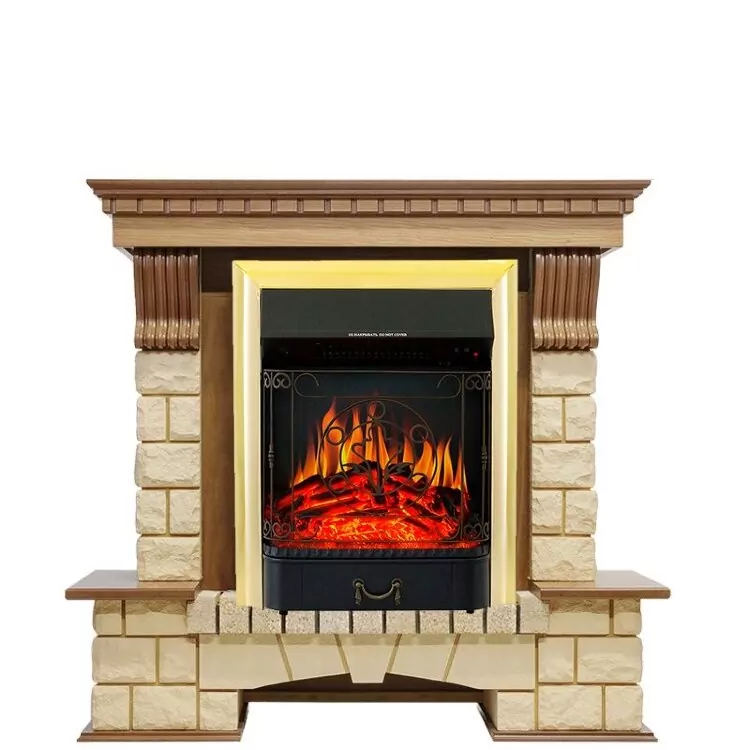 Электрокамин Royal Flame Pierre Luxe - Дуб / Шампань с очагом Majestic FX Brass