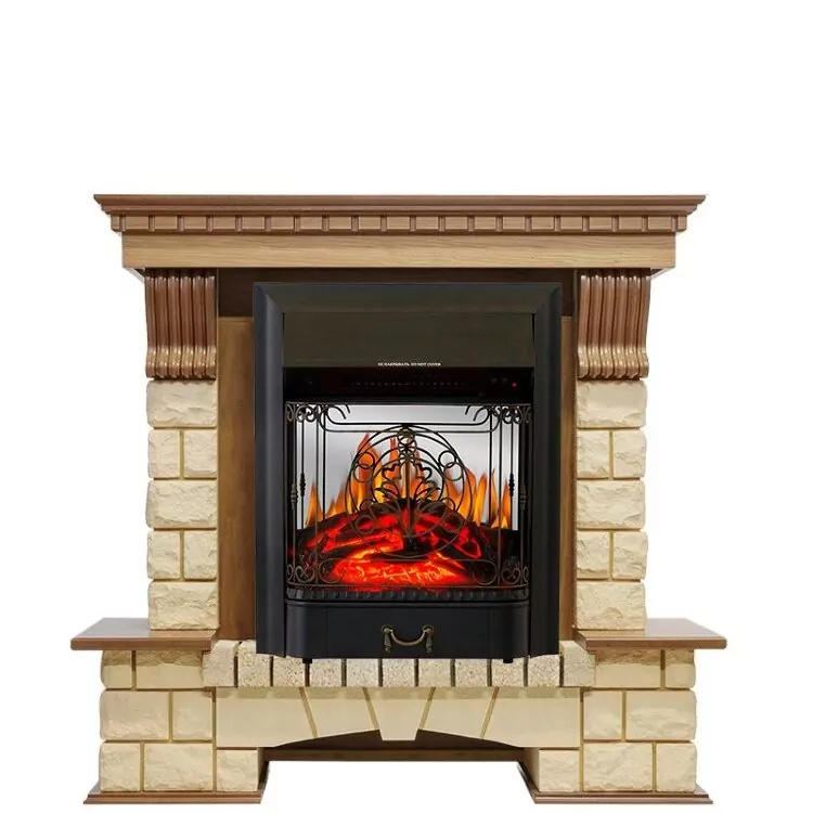Электрокамин Royal Flame Pierre Luxe - Дуб / Шампань с очагом Majestic FX M Black